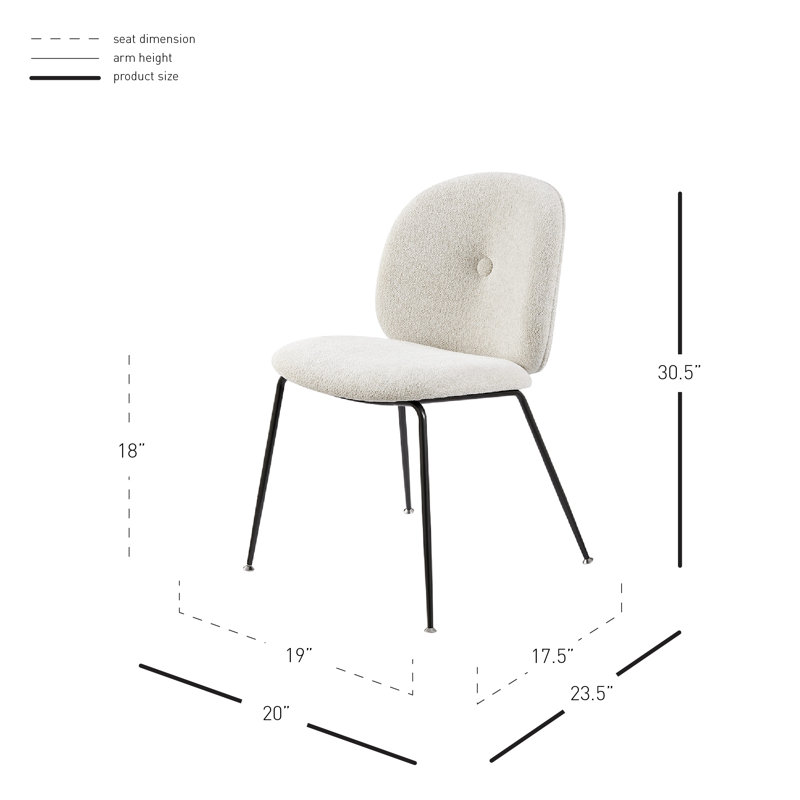 Hayden-John 18'' H Tufted Upholstered Side Chair, Posh Ivory Boule