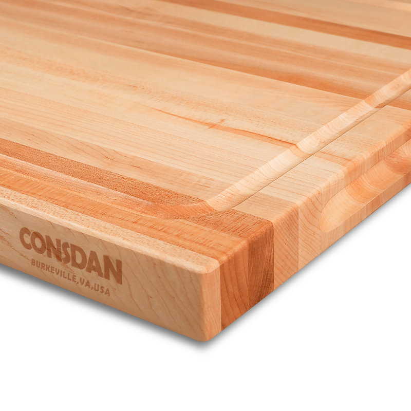 Hard Maple Rectangular Wood Chopping Block with Juice Groove