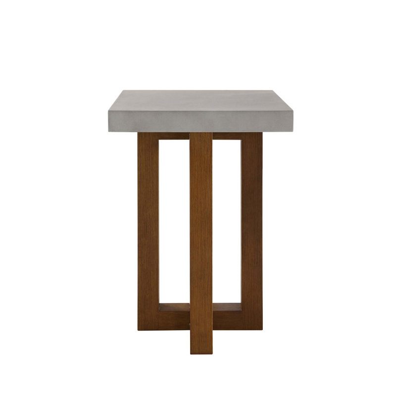 Table de bout en faux béton et finition noyer