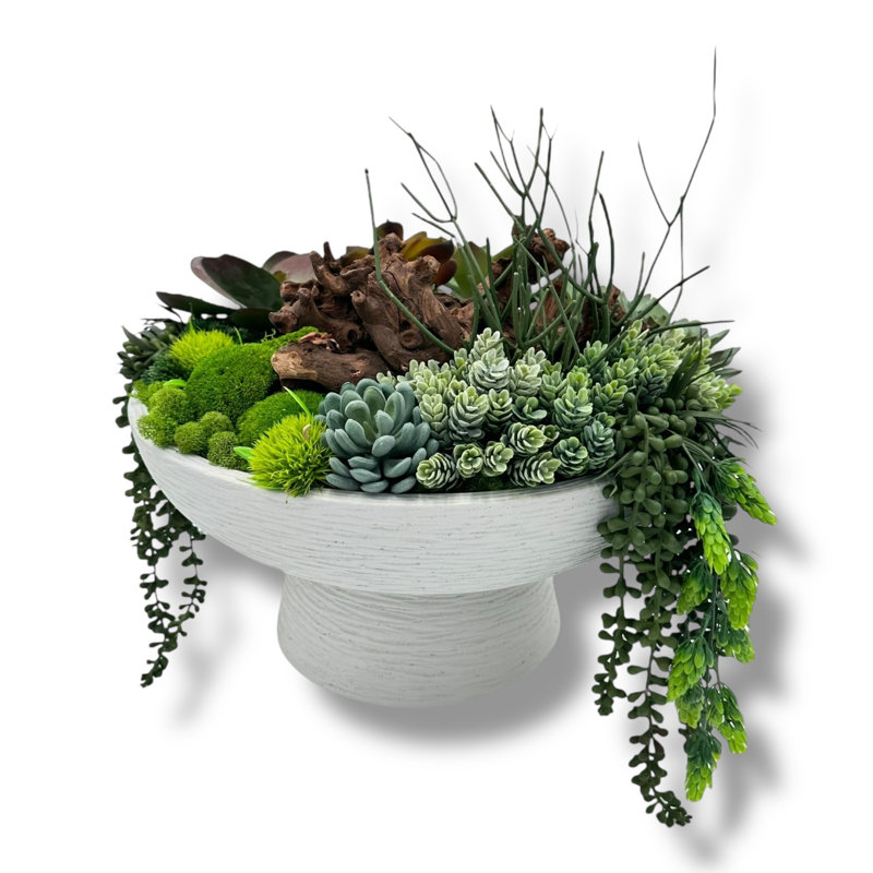 Vase piédestal circulaire en bois blanc cassé