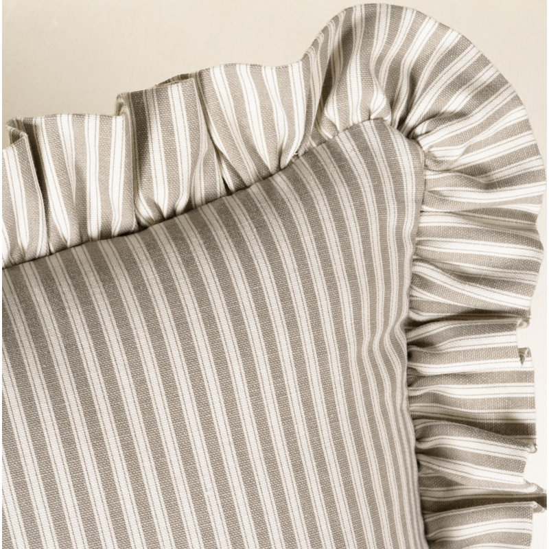 Birch Lane Polo Stripe Ruffled Accent Pillow, Polyester, Tan