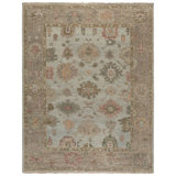 Oriental Hand-Knotted Wool Light Blue / Sage Area Rug