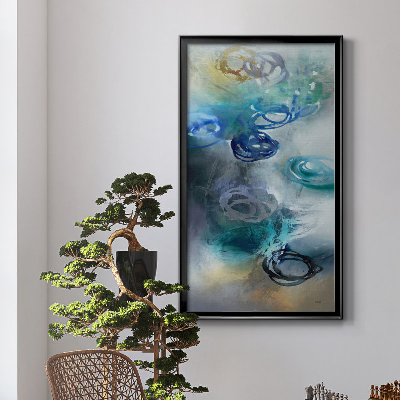 Jazzy Petals - reproduction d'art, H 14,5 po x l 26,5 po x P 1,5 po, Toile avec cadre noir, Pas de tapis