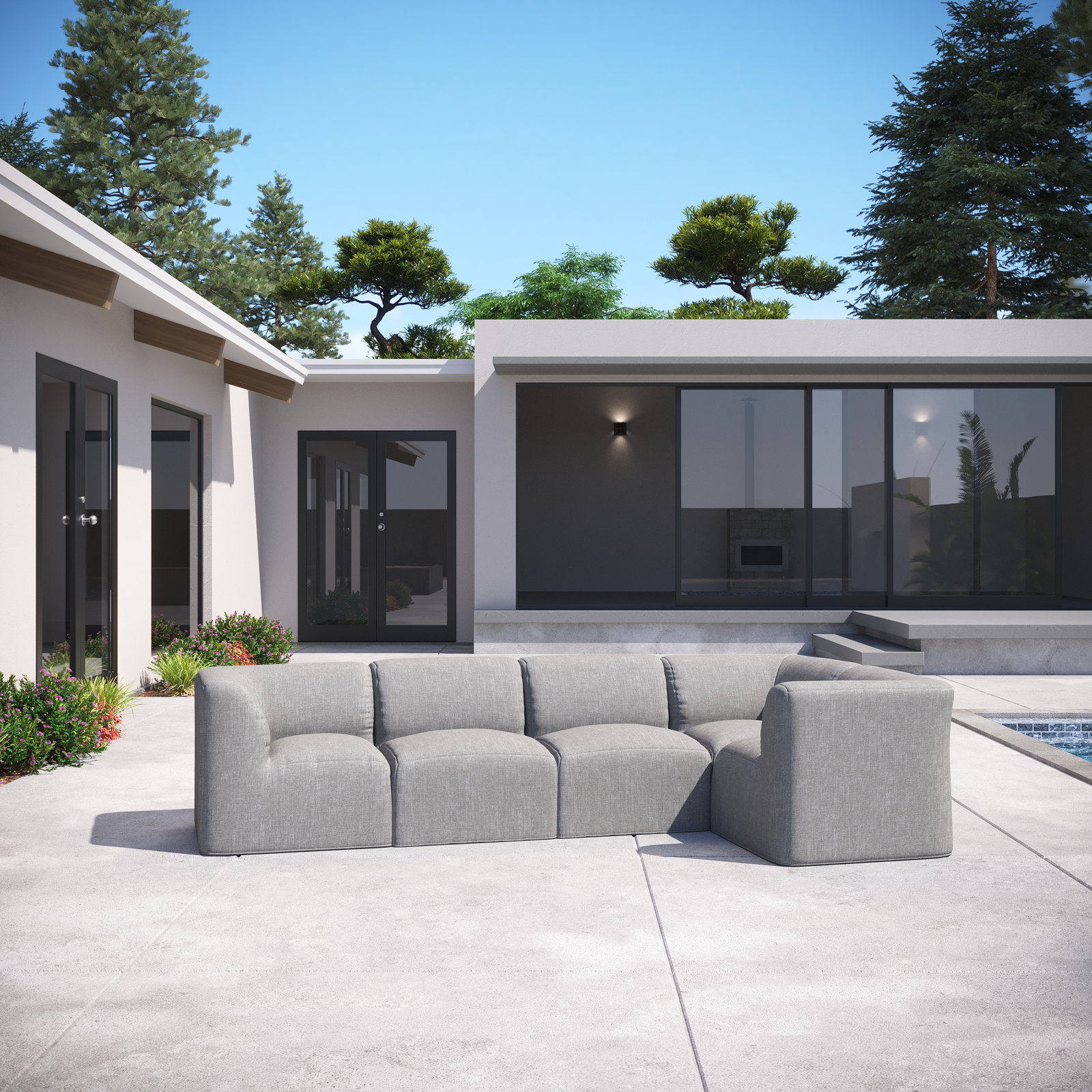 Praia Sunbrella® Patio Seating Group, Canvas Granite Sunbrella® Canvas