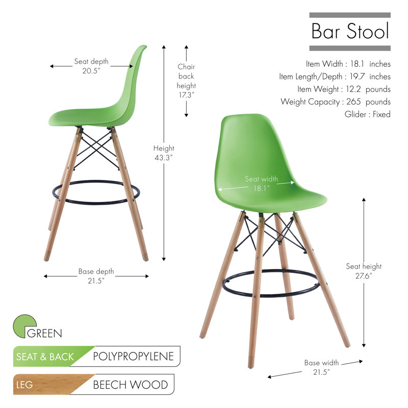 Tabouret de bar 27,6 po Azanae, Vert