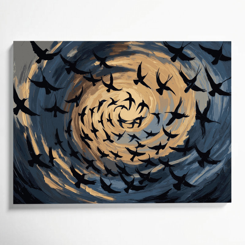 Birds Common Blackbird Grey Canvas Wall Art, 8" H x 10" W