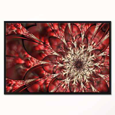 " Red Symmetrical Flowers Pattern "