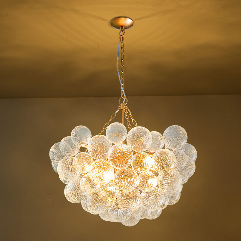 9-Light Modern Artistic Glass Bubble Chandelier, 50" H x 32" W x 32" D