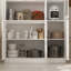 Armoire garde-manger modulaire blanche en MDF avec 4 unités configurables, portes en verre et rangement fermé, l 173,2 po