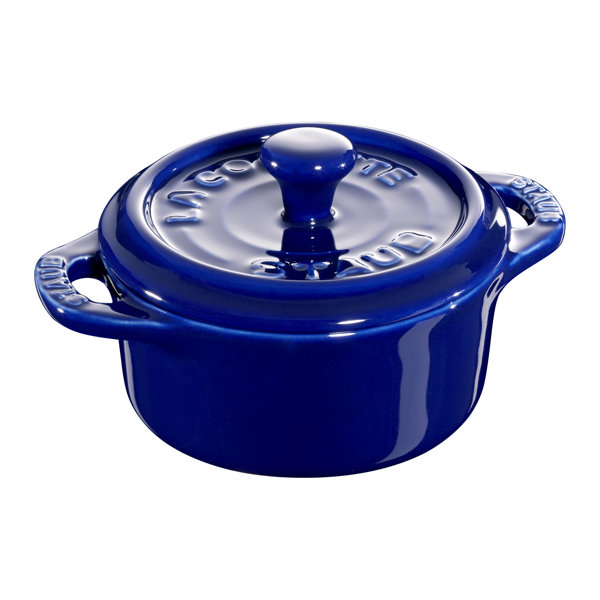Set of 2 Enameled 8 Ounce Cast Iron Mini Dutch Oven Round Cocotte with Lid, Nonstick, Pre-Seasoned