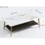 Table basse rectangulaire avec métal - doré + blanc, salon, conception spacieuse, centre de pièce rectangulaire facile à nettoyer et à assembler, cadre, rangement, assemblage, nettoyage