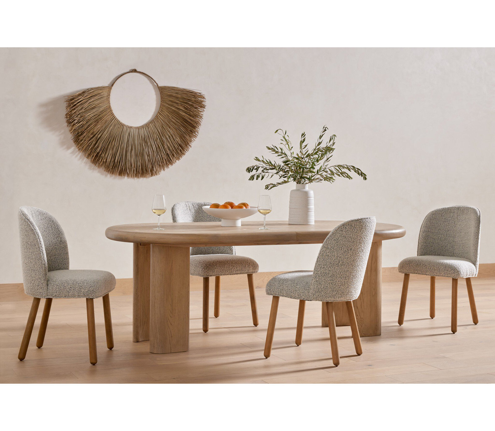 Rima 87'' Extendable Oval Dining Table, Yucca Oak/Yucca Oak Solid