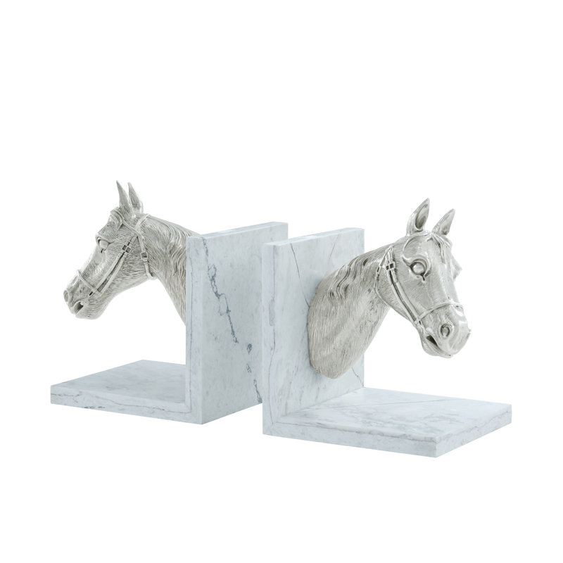 Serre-livres Spencer London, Blanc / plaqué nickel