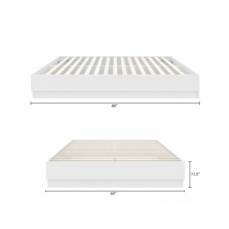 Lit plateforme Jodeen, Queen, Blanc