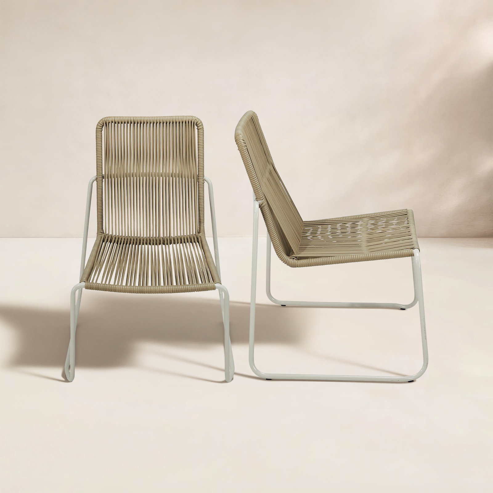 Patio Lounge Chair, Brown/White