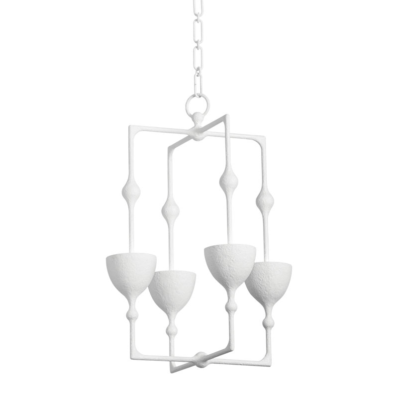 Antalya 4 Light Lantern, Gesso White, 22.25" H x 15.75" W x 15.75" D