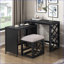 Ensemble de bureau à domicile 3 pièces avec bureau Tabouret rembourré, finition noire, 2 ports de chargement USB | Noir | Tissu texturé-1646058443