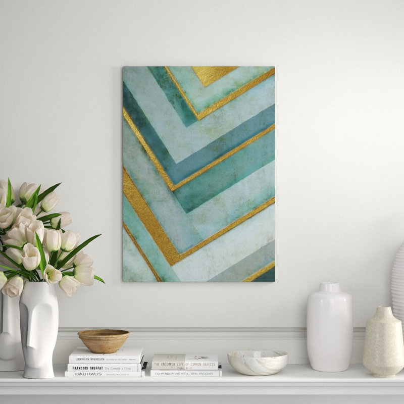 Sacred Blue Print by Nash Rambler, Gilded Gold, 51" H x 36" W x 1.5" D