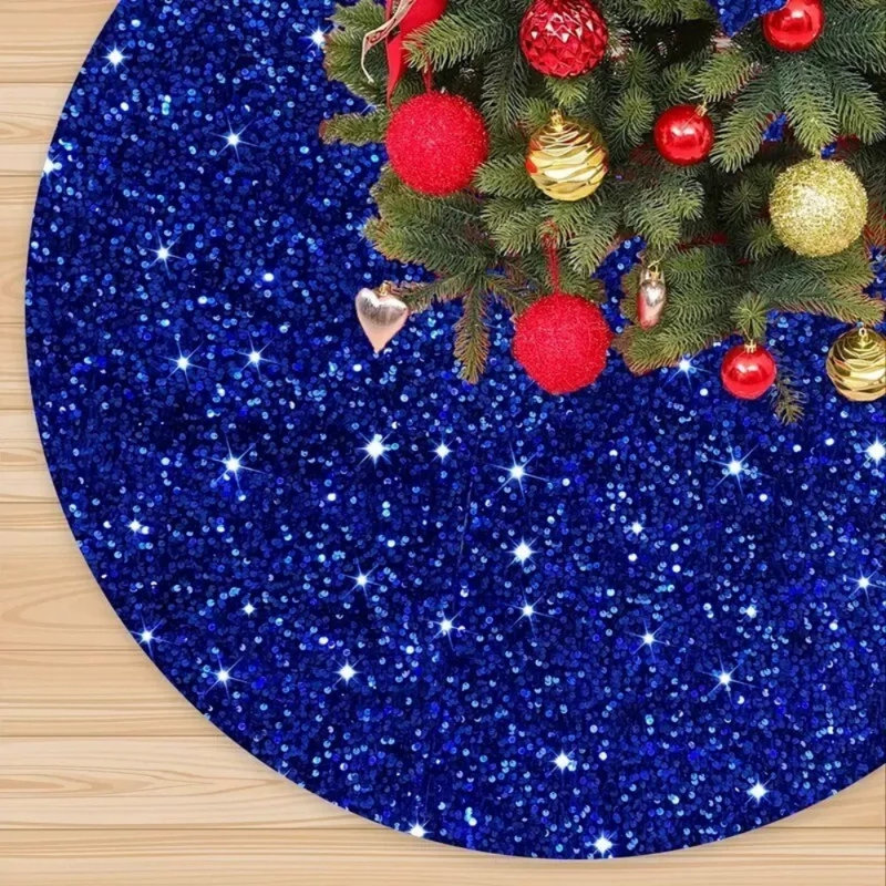 Jupe d'arbre de Noël 35 po Sequin, H 1 po x l 47 po x P 47 po, Bleu
