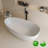 67 x 33.5 Freestanding Bathtub, Egg Shaped Stone Resin Freestanding Tubs, Solid Surface Matte White Soaking Tub with Overflow and Pop-up Drain