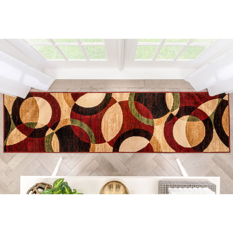 Geometric Synthetic Area Rug, Runner 60 x 220 cm