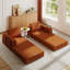 Canapé-lit convertible avec coussin cylindrique - Coussin en velours côtelé avec cadre de forme fixe pour le salon, la chambre à coucher, le salon, le studio-orange