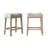 Oenone Backless Bar Stools, Upholstered Saddle Seat With Nailhead Trim, Weathered Wood Legs - Set of 2-292398644-292398646-292398647