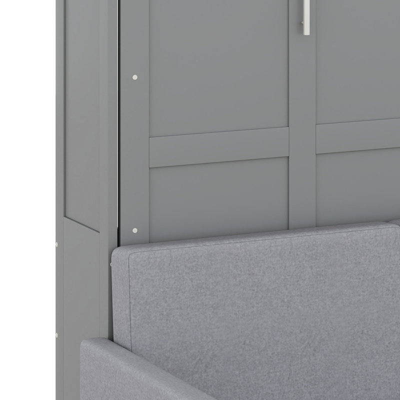 Lit escamotable peu encombrant, Gris, Grand lit