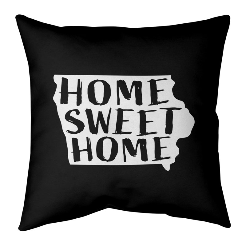 Linen Reversible Throw Pillow, 14" x 14", Black, Iowa