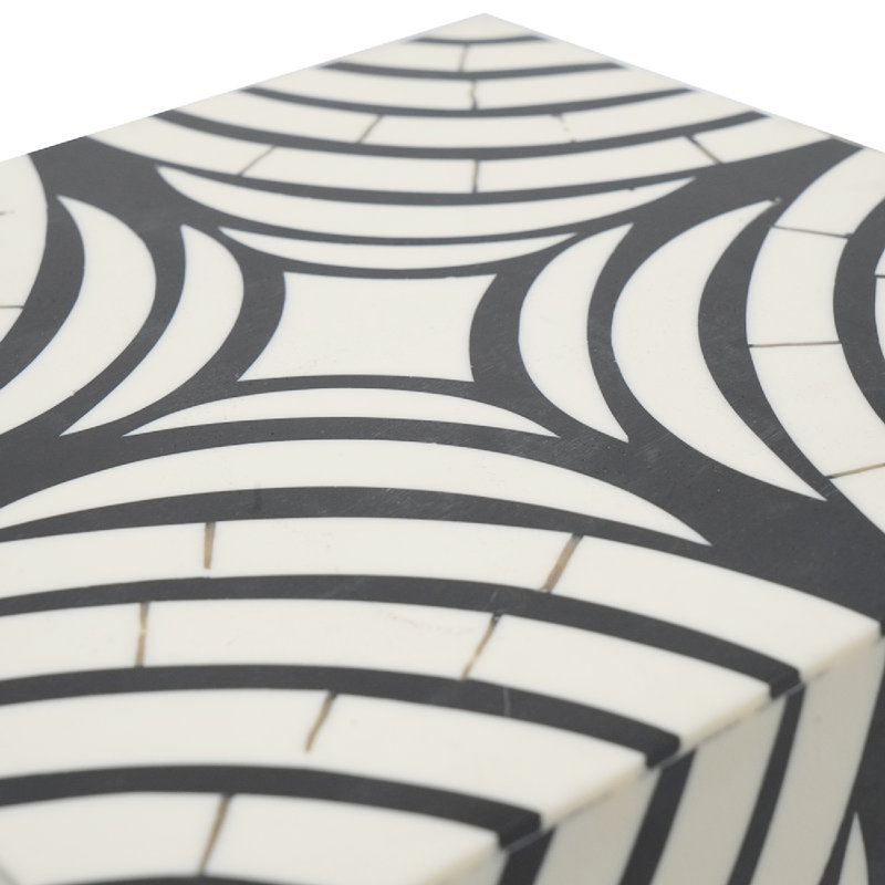 Black and White Geometric Pattern Stackable Lidded Storage Boxes, Set of 2