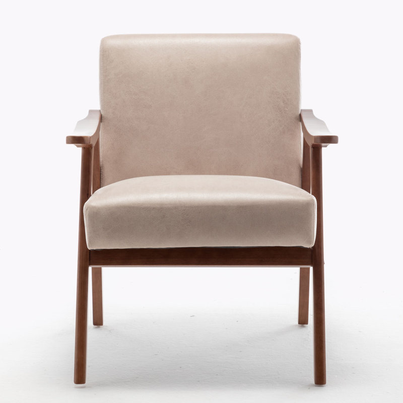 Fauteuil avec structure en bois massif, Velours clair chameau, H 32,3 po x l 31,1 po x L 26,37 po