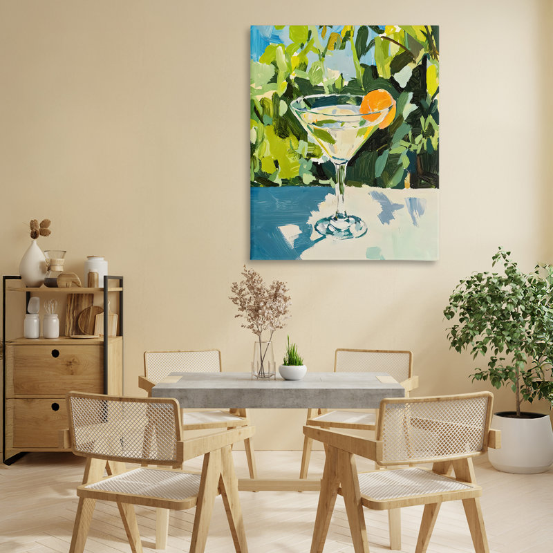 Cocktail d'été avec toile orange, design par Riley B, H 30 po x l 24 po