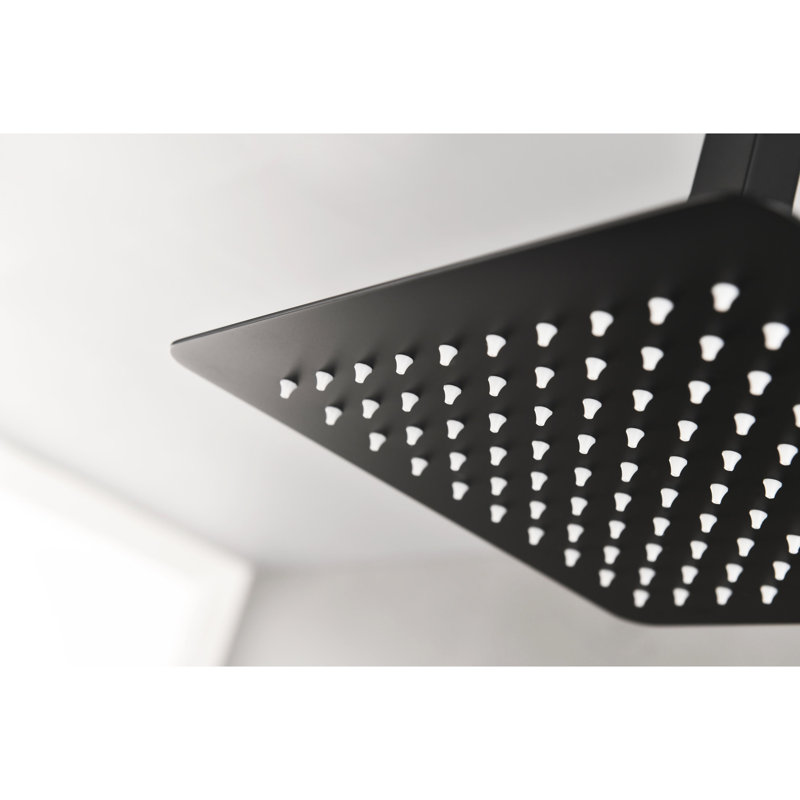 Bathroom Showerhead - Matte Black Stainless Steel, High Rainfall Design Shower Head Black, Steel With Scale Feature For