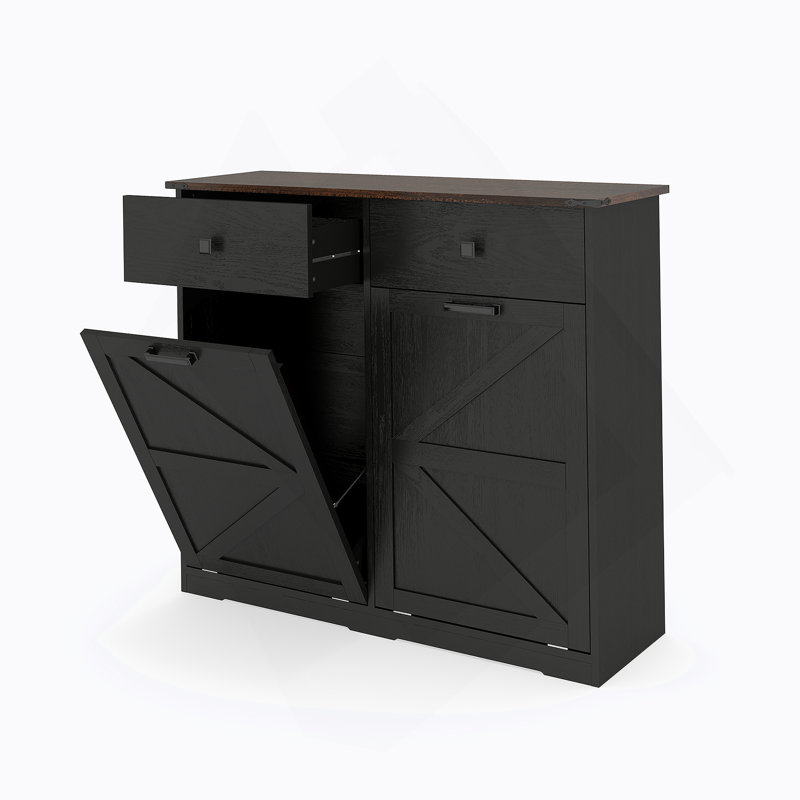 Armoire poubelle double inclinable Farmhouse Blue, Noir