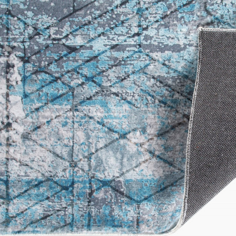 Tapis de couloir bleu abstrait gris, Rectangle 8 pi x 10 pi