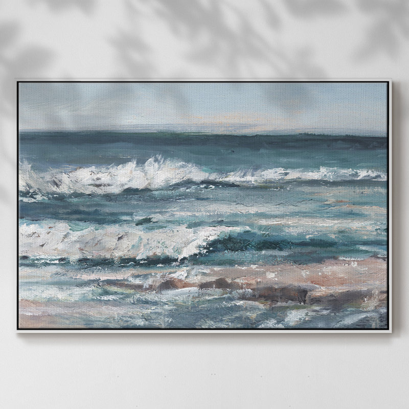 Ocean Breakers I, reproduction d'art sur toile, H 27 po x l 41 po x P 2 po, Blanc