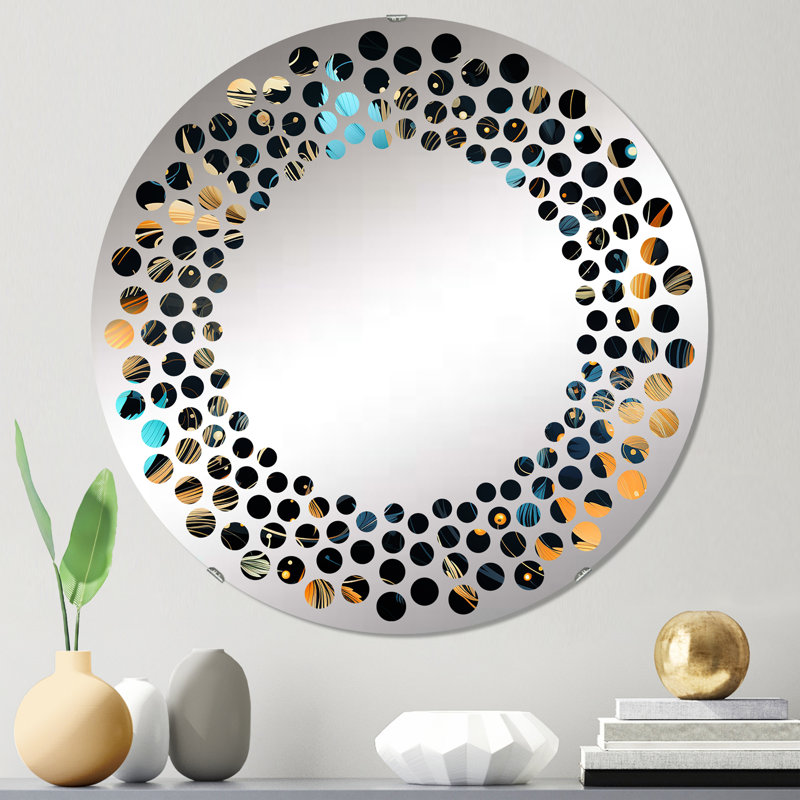 Miroir mural à pois éclectique I, 23,6 po x 23,6 po
