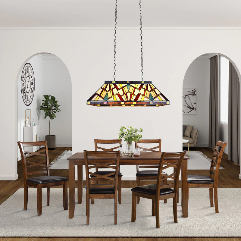 Luminaire suspendu pour îlot de style Tiffany 3 lumières Foundry Select Annarosa Mission 28 "de large
