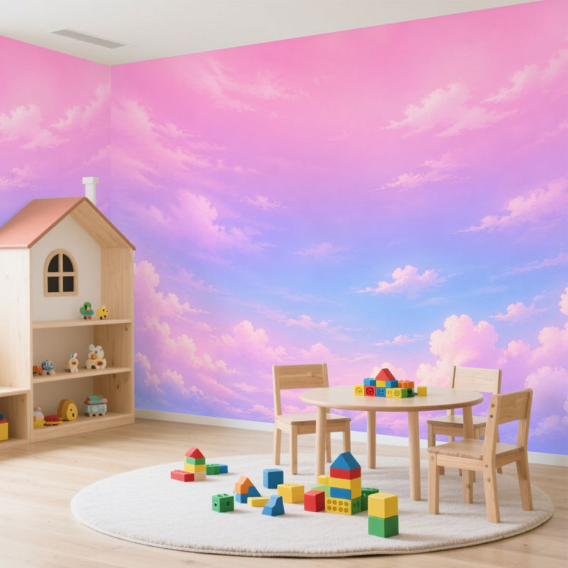 Papier peint adhésif auto-adhésif moderne pour la chambre à coucher avec nuage de soleil L 100 po x l 144 po Peel and Stick