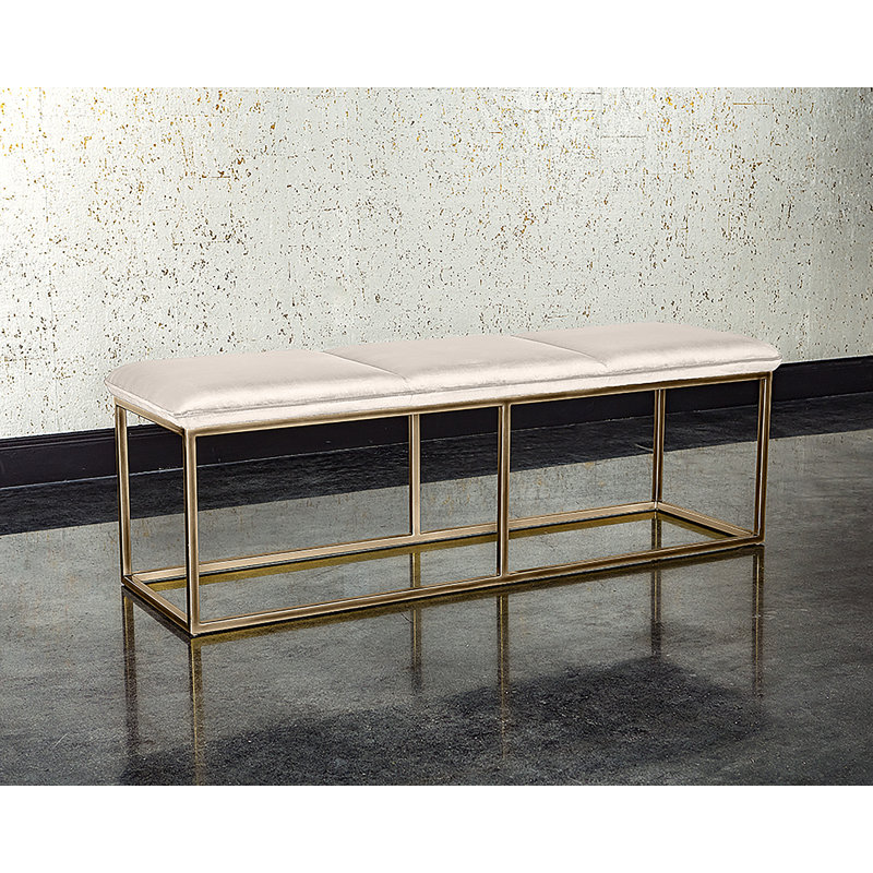 Banc rembourré en mélange de polyester Souza, Tissu natté performance gris foncé