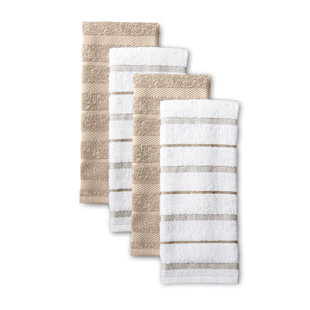 GOLD TEXTILES Pack of 48 Wash Cloths Kitchen Towels, Cotton Blend (12x12  Inches) Commercial Grade Rags, Washcloth for Bathroom (48, White)
