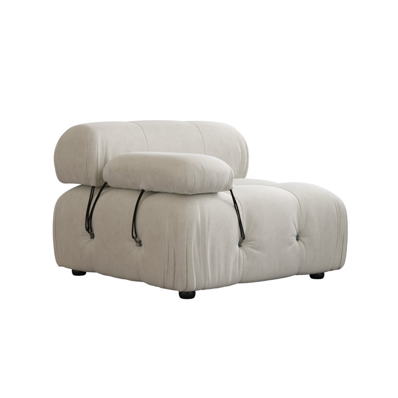 Upholstered Modern Velvet Fabric Single One-Armed Chair, Beige