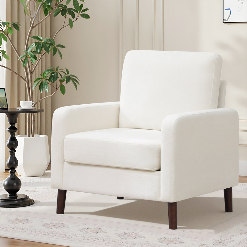 Upholstered Swivel Armchair, White