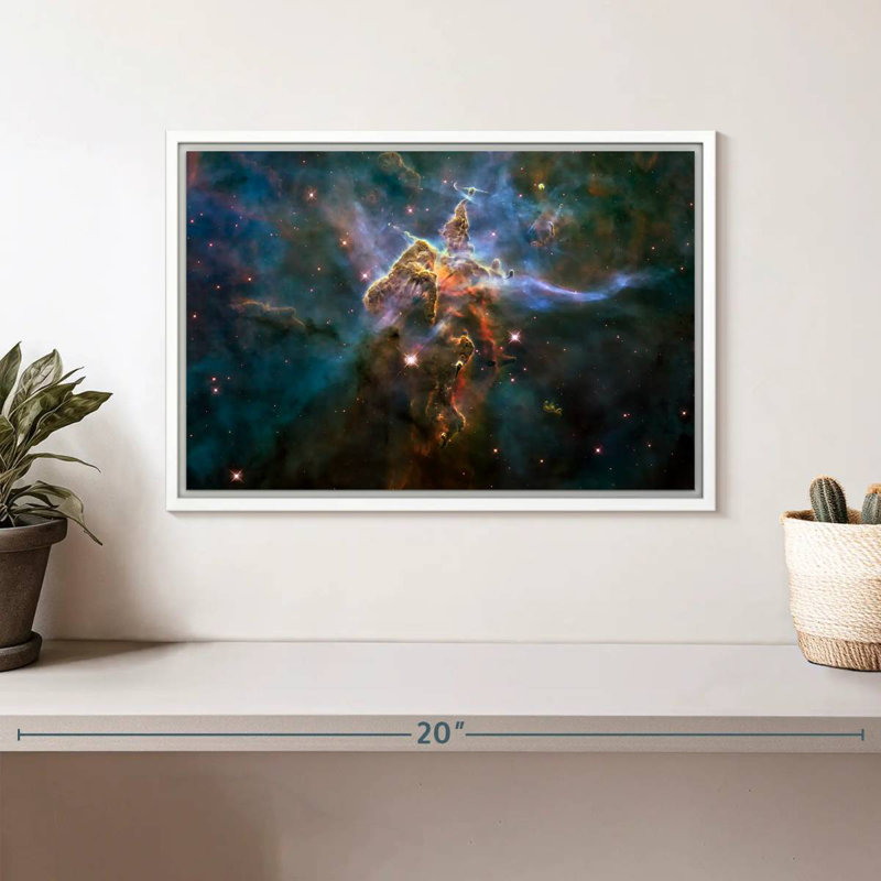 Carina Nebula Mystic Mountain, Cadre flottant blanc, 13 po x 9 po