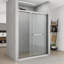 Porte de douche coulissante semi-encadrée en nickel brossé avec verre transparent-121738585
