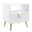 Table de bout blanche brillante avec tablette