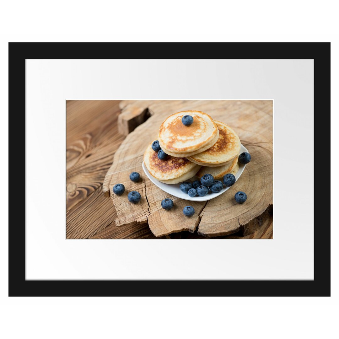 Gerahmtes Poster Pancakes mit Blaubeeren