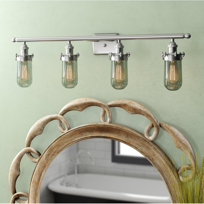 Éclairage pour salle de bain 4 lumières Calixta, Transparent, DEL, Chrome poli