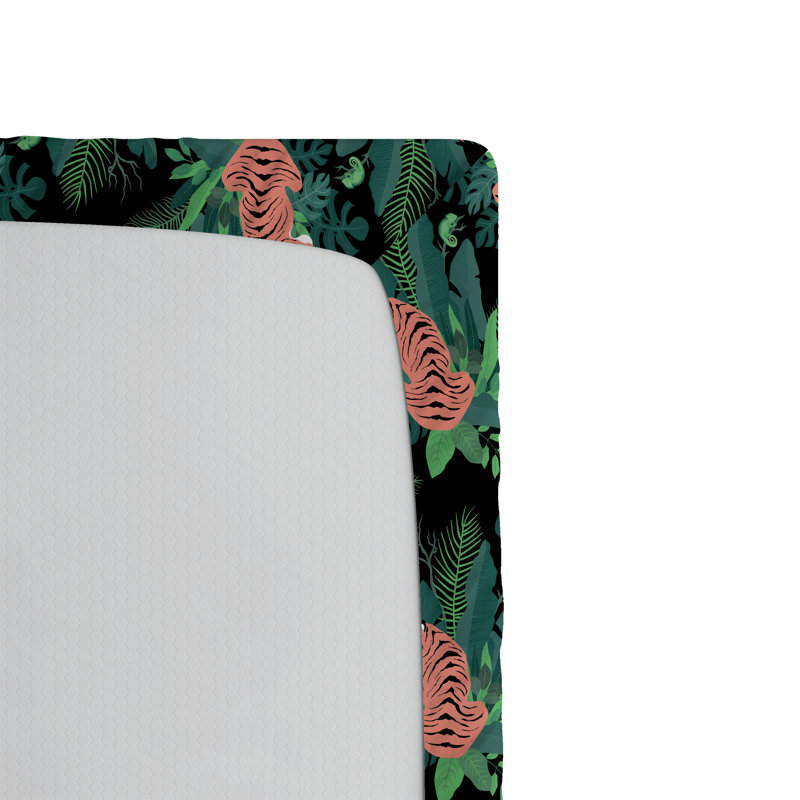 Drap-housse à motif floral Ambesonne, Saumon, vert paon / floral, Drap-housse de taille très grand