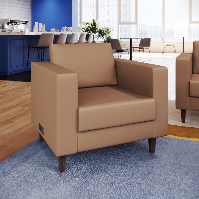 Fauteuil de hall d'entrée commercial avec prises et ports de charge USB et USB-C, Tanné